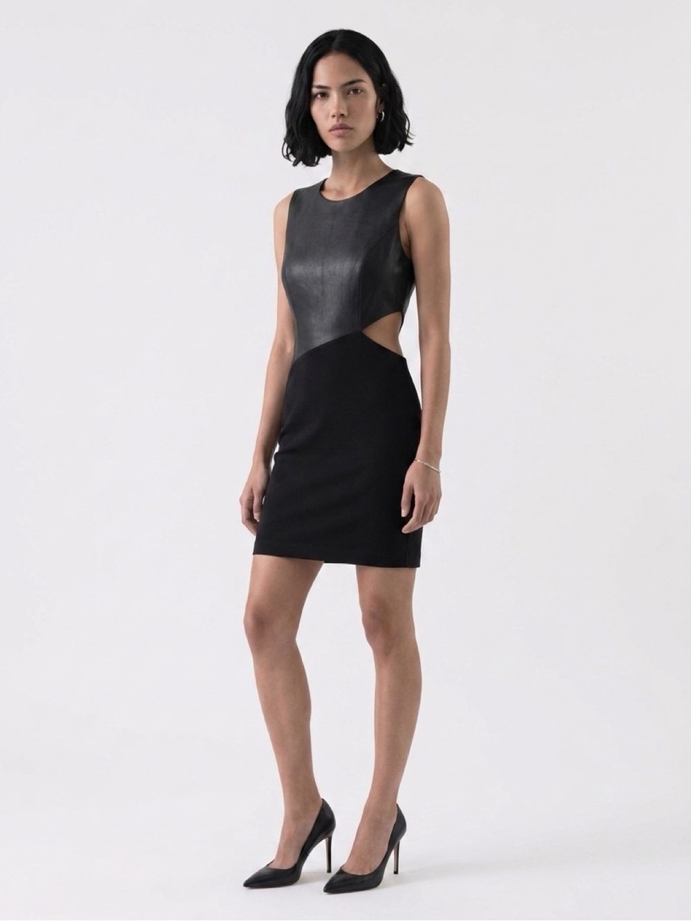 BCBGMaxAzria Black Two-Tone Cutout Mini Dress - Picture 2 of 6